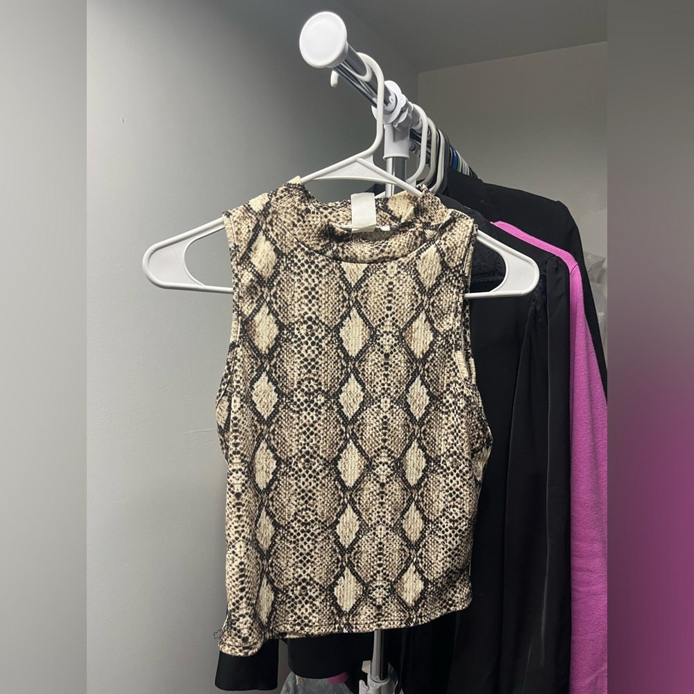 Caution To The Wind Black and Cream Snake Print Tank Top